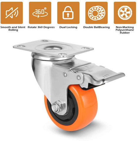 Caster swivel Wheel orange 1½" - 5"